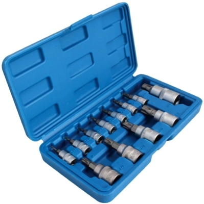 Zástrčné hlavice TORX-TS s otvorem 1/4", 3/8" a 1/2", TS8-TS60, sada 12 ks - SATRA S-H125TP