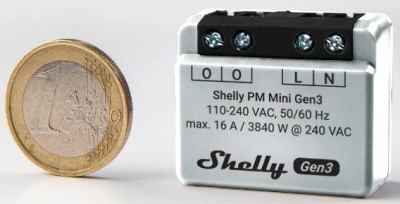 Shelly PM Mini GEN3 - modul pro měření spotřeby do 16A, Wi-Fi, Bluetooth