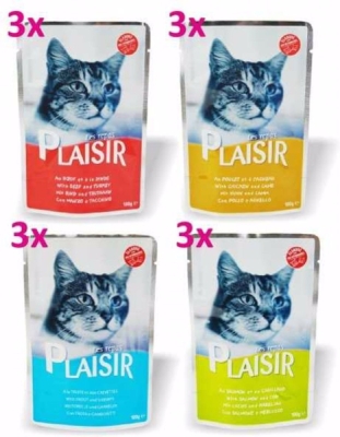 Plaisir Cat Multipack, kapsičky 100 g (12 ks)