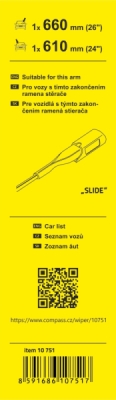 Stěrače FLAT SET (SLIDE) 660+610mm Compass