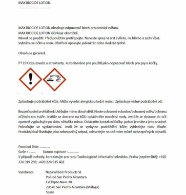Max Biocide Lotion spray repelentní sprej 200 ml !CZ!
