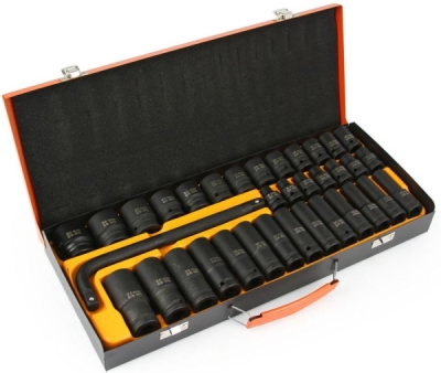 Hlavice nástrčné rázové šestihranné 1/2", 8-32mm, sada 35ks BJC