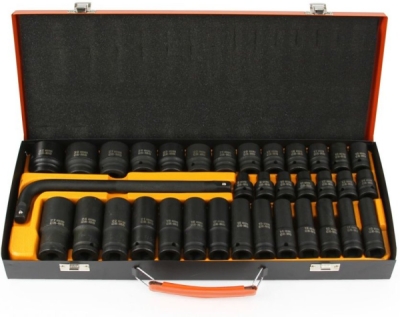 Hlavice nástrčné rázové šestihranné 1/2", 8-32mm, sada 35ks BJC