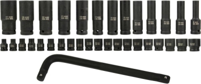 Hlavice nástrčné rázové šestihranné 1/2", 8-32mm, sada 35ks BJC