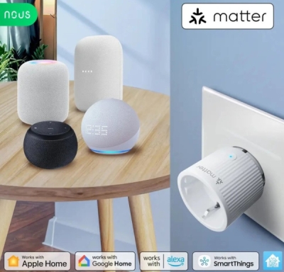 Nous A8M Matter Smart Zásuvka 16A - zásuvka s měřením spotřeby, Wi-Fi (4 kusy)
