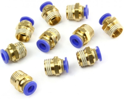 Spojka pneumatická, přímá nástrčná PC s vnějším závitem1/4" pro PA, PU, PE hadice 6mm, sada 10ks MAR-POL