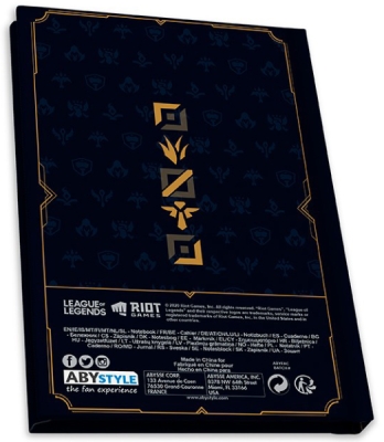 League of Legends Dárkový Set - XXL Sklenice, Pin a Zápisník s Hextech Logem