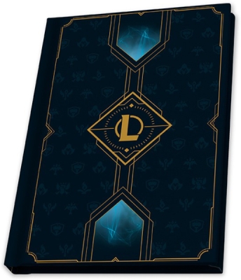 League of Legends Dárkový Set - XXL Sklenice, Pin a Zápisník s Hextech Logem