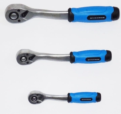 Ráčna 3/8", 72 zubů, s přepínací páčkou, vyhnutá, délka 200 mm - QUATROS QS50113