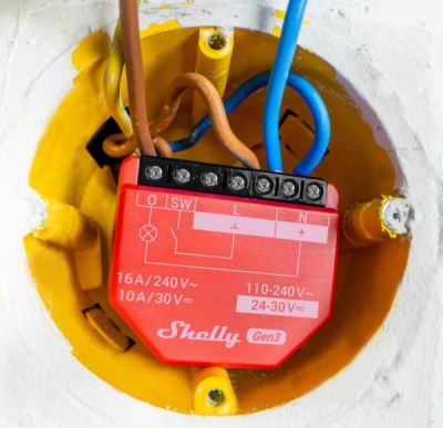 Shelly 1PM Gen3 - spínací modul s měřením spotřeby 1x 16A (WiFi, Bluetooth)