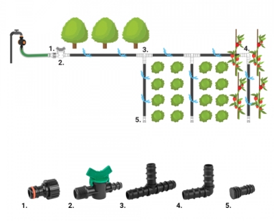 Sada 27ks příslušenství pro zavlažovací hadice 16mm BRADAS DSWA20-SET1