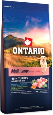 Krmivo Ontario Large Weight Control Turkey & Brown Rice 12kg