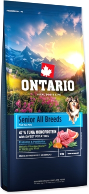 Krmivo Ontario Senior All Breeds Monoprotein Tuna & Sweet Potatoes 12kg
