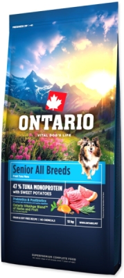 Krmivo Ontario Senior All Breeds Monoprotein Tuna & Sweet Potatoes 12kg