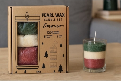 Emocio dárková sada sypaného vosku 500g + knoty + sklo, barevná