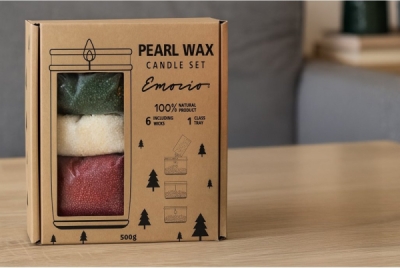 Emocio dárková sada sypaného vosku 500g + knoty + sklo, barevná