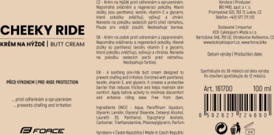 Krém na hýždě FORCE CHEEKY RIDE, tuba 100 ml