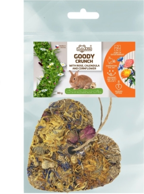 Bezobilné bylinkové srdce Goody Crunch - měsíček, chrpa, růže 80 g