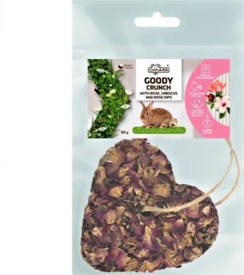 Bezobilné bylinkové srdce Goody Crunch - šípek, růže, ibišek 80 g