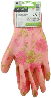 Rukavice zahradní vel. 8 NITRILE flowers pink Garvia 22016