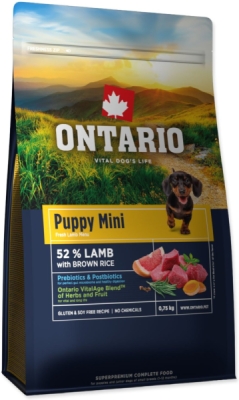 Krmivo Ontario Puppy Mini Lamb & Brown Rice 0,75kg