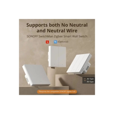 SONOFF ZBM5 SwitchMan Zigbee inteligentní nástěnný vypínač, 1-tlačítko, 80 mm (EU typ)