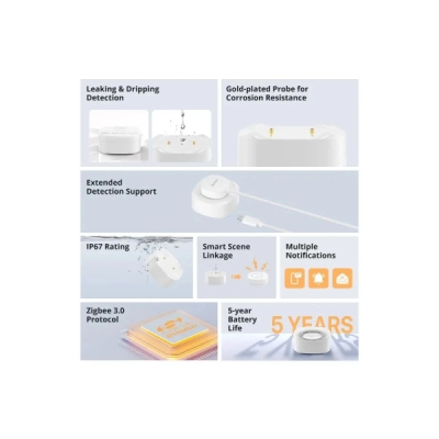 SONOFF SNZB-05P Zigbee senzor úniku vody a detekční kabel WLDC200