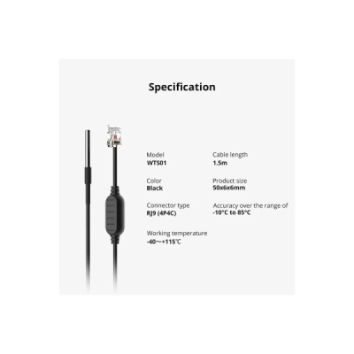 SONOFF WTS01 Vodotěsný teplotní senzor pro sérii TH s konektorem RJ9 4P4C
