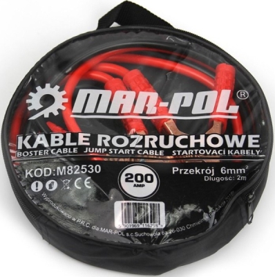 Startovací kabely 200A, 2m, 6mm2 MAR-POL M82530