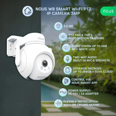 Nous W8 WiFi Smart PTZ Venkovní IP Kamera 3MP Tuya