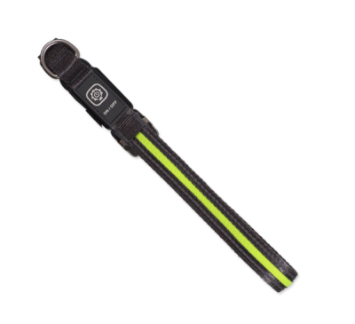 Obojek Dog Fantasy USB LED nylonový svítící S-M zelený 1,9x35-50cm