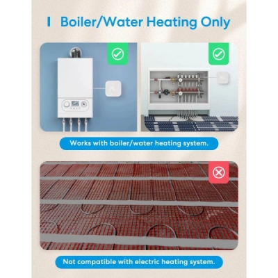 Meross Matter Smart Wi-Fi Termostat pro Kotel / Vodní Podlahové Topení, MTS215BMA, Bílý (EU verze)