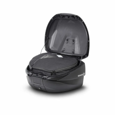 Vrchní kufr na motorku SHAD SH59X D0B59200 černý s hliníkovým krytem (expandable concept) with PREMIUM SMART lock and backrest
