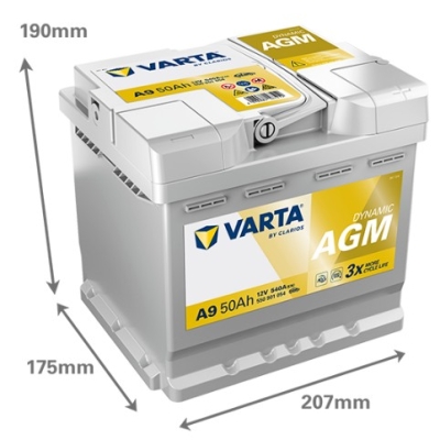Autobaterie Varta Dynamic AGM 12V, 50Ah, 540A, A9