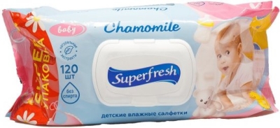 Superfresh ubrousky vlhčené s heřmánkem s klipem 120 ks