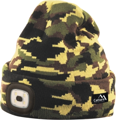 Čepice ARMY s LED svítilnou USB nabíjení Cattara