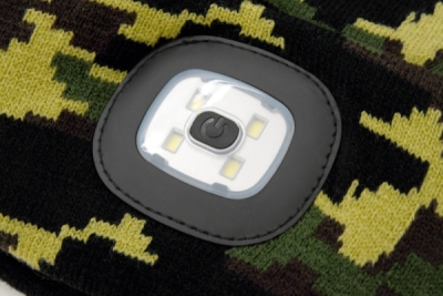 Čepice ARMY s LED svítilnou USB nabíjení Cattara