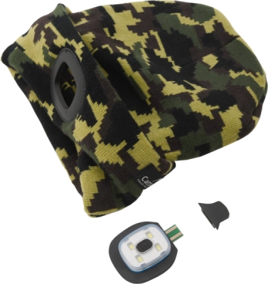 Čepice ARMY s LED svítilnou USB nabíjení Cattara