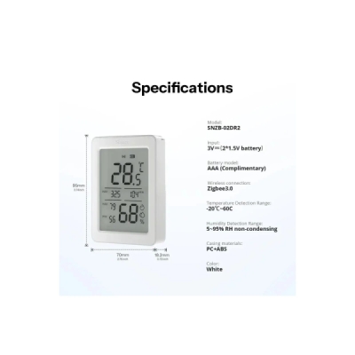 SONOFF SNZB-02DR2 AirGuard TH 3,6" LCD Zigbee senzor teploty a vlhkosti
