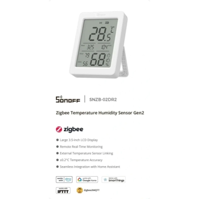 SONOFF SNZB-02DR2 AirGuard TH 3,6" LCD Zigbee senzor teploty a vlhkosti