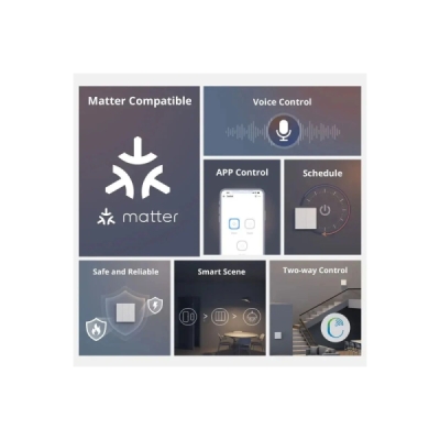 SONOFF SwitchMan Chytrý Nástěnný Vypínač M5 Matter, 2-tlačítko, 86 mm (EU typ), Tmavě šedý