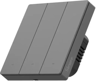 SONOFF SwitchMan Chytrý Nástěnný Vypínač M5 Matter, 3-tlačítko, 86 mm (EU typ), Tmavě šedý