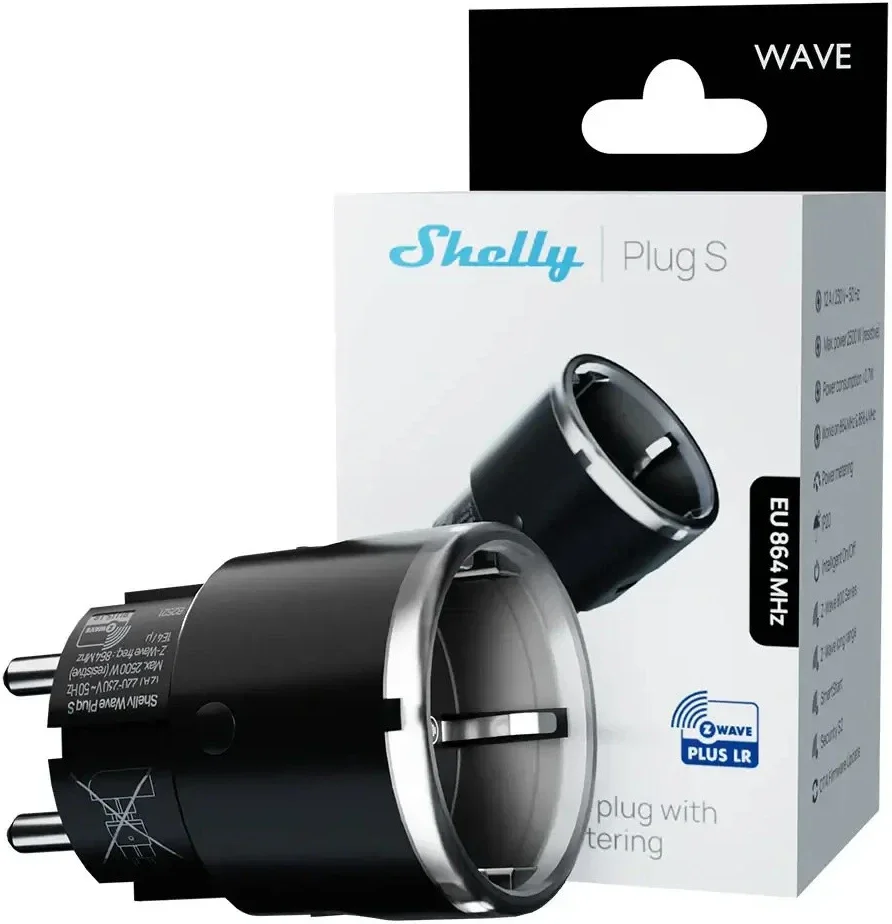 Shelly Wave Plug S LR Černá - inteligentní zásuvka s měřením spotřeby ...