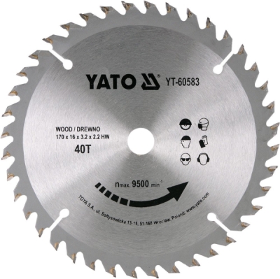 Yato kotouč na dřevo 170 x 16 mm 40z - YT-60583