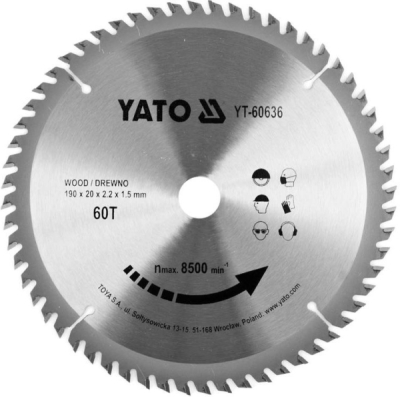 Yato kotouč na dřevo 190 x 20 mm 60z - YT-60636