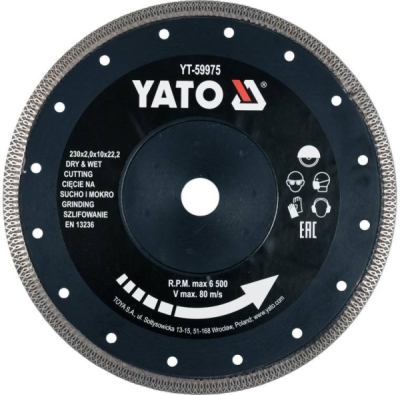 Yato kotouč řezný diamantový 230 x 22,2 x 2 mm - YT-59975