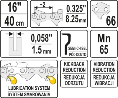 Yato řetěz pro motorovou pilu 16" 0,325" - YT-84942