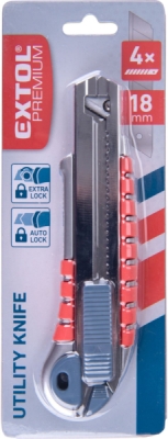 Nůž ulamovací s kovovou výztuhou, zásobník, 18mm Auto-lock EXTOL PREMIUM
