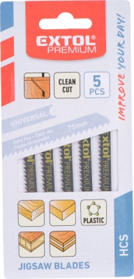 Plátky do přímočaré pily 5ks, 75x2,5mm, HCS Universal EXTOL PREMIUM