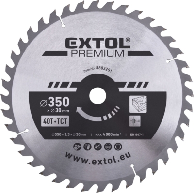 Kotouč pilový s SK plátky, ⌀350x3,3x30mm, 40T EXTOL PREMIUM